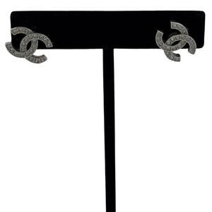 Chanel CC Crystal Stud Earrings